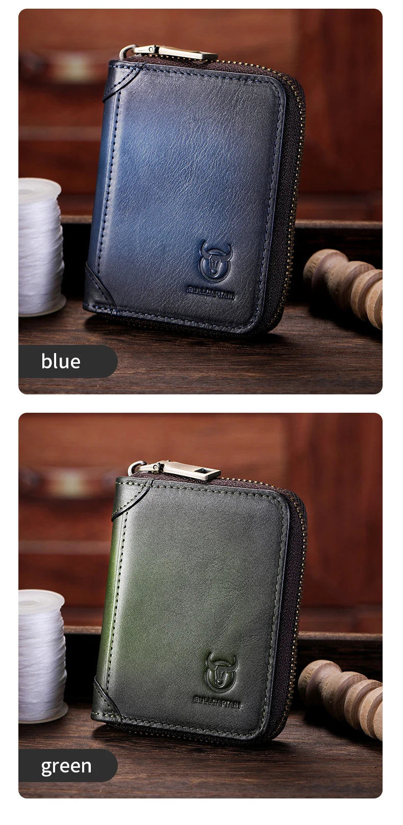 BULLCAPTAIN Genuine Card Bag Men's Casual Business Credit Card Holder Multifunctional RFID Anti-Theft 11 Card Slots Coin Purse