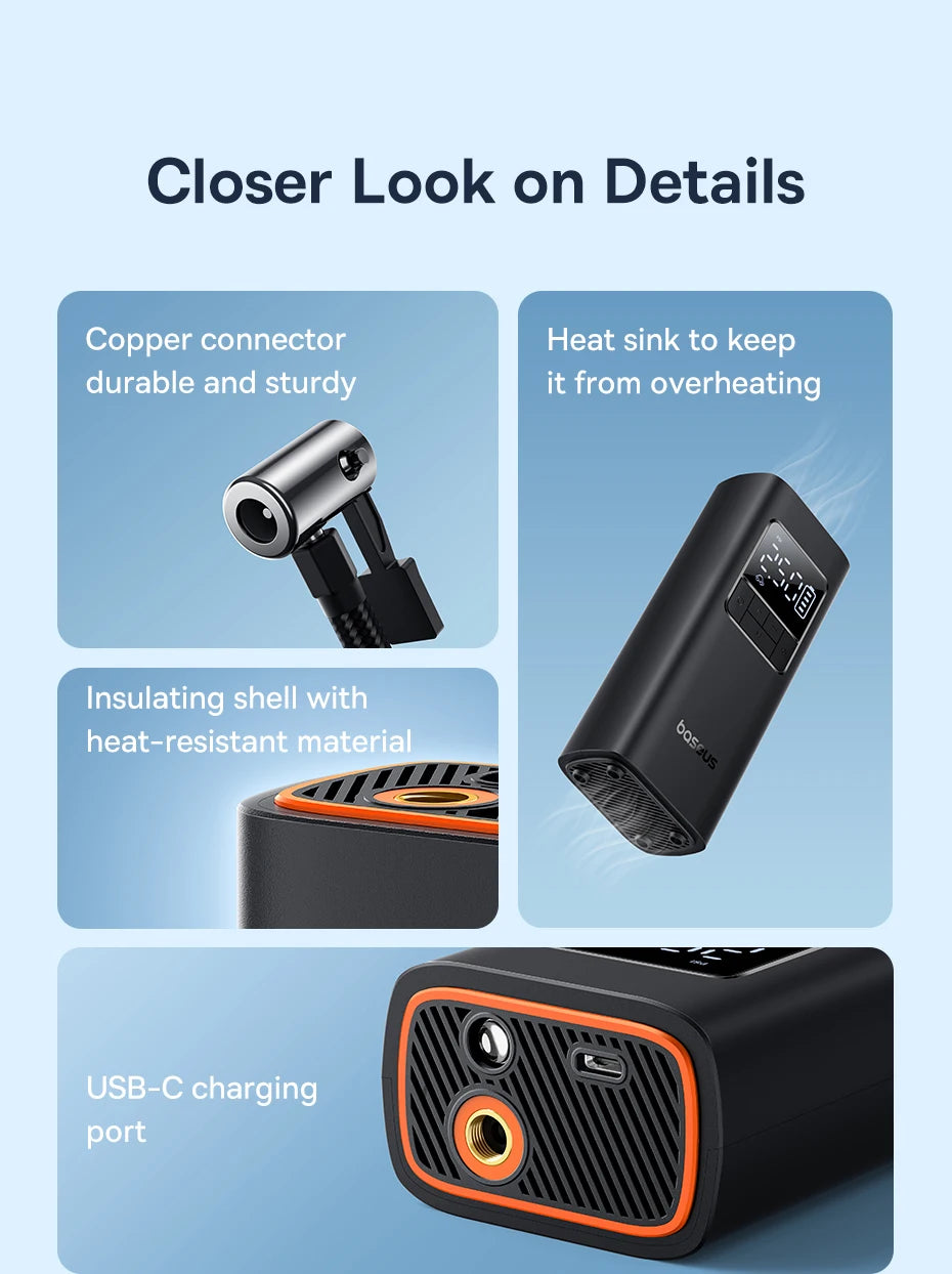 Baseus Wireless Air Pump Portable Tire Inflator Air Compressor with Digital Display for Car Motorcycles Bicycle Electric Pump