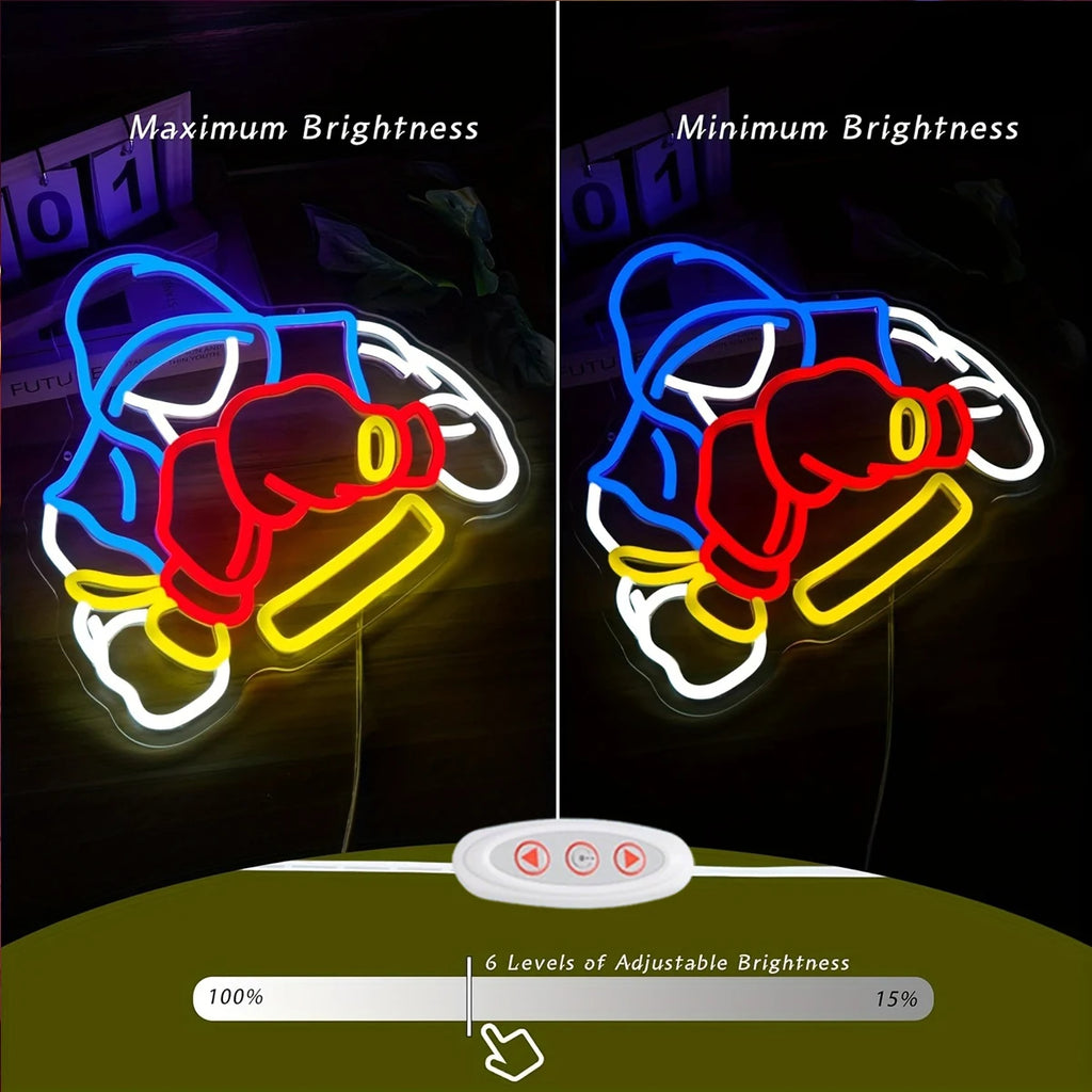 Boxing Neon Light USB Powered Dimmable LED Ambient Decorative Light Suitable for Gym Men's Casual Space Boxing Enthusiast Gift