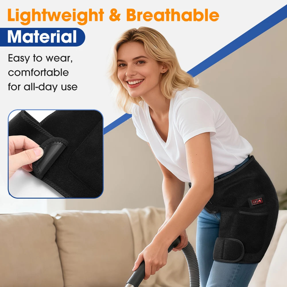 USB Electric Hot Hip Vibration Massager 3 Level Heating Hip Support Wrap Infrared 660nm LED Beads,Thigh Hip Groin Protect Belt