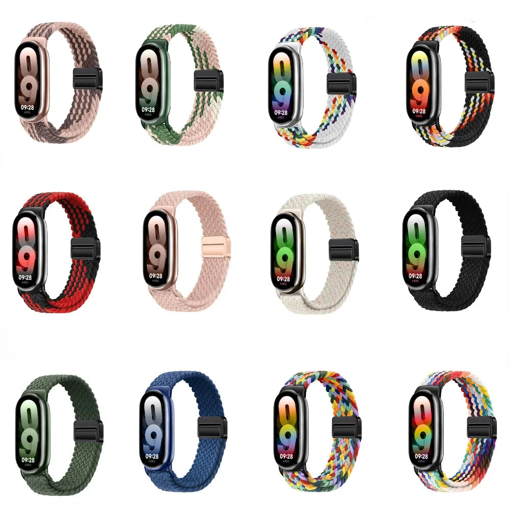 Adjustable Nylon Strap for Xiaomi Mi Band 10/9 Magnetic clasp bracelet Accessories for Xiaomi Mi Band 8/mi 9/10 Smart Watch Belt