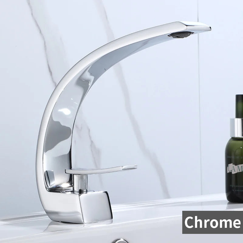 Basin Faucet Modern Bathroom Mixer Tap Black/Gold Wash basin Faucet Single Handle Hot and Cold Waterfall Faucet