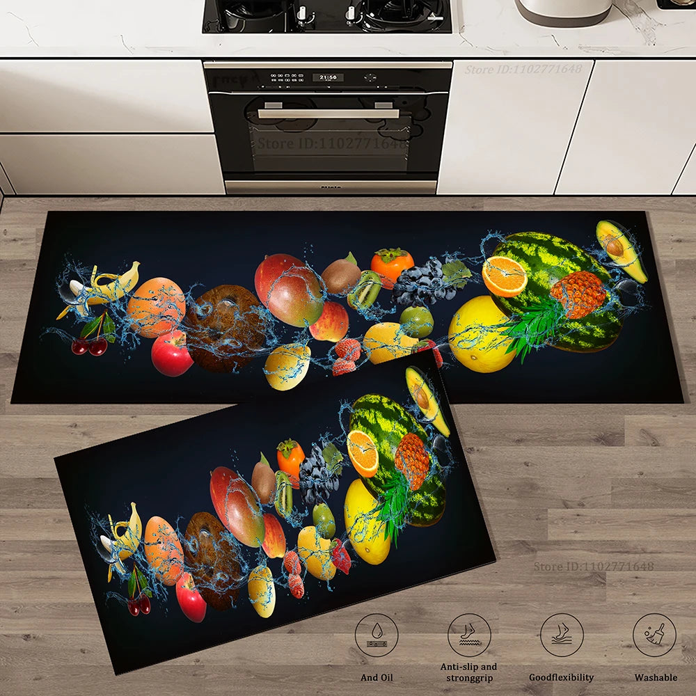 Kitchen Tableware Pattern Absorbent Doormat Non-Slip Entrance Rug with Washable Floor Carpet Durable Home Decor High Quality Mat