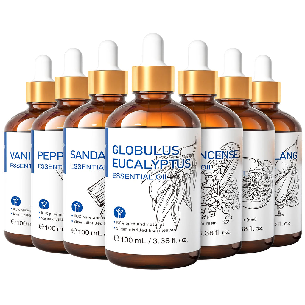 HIQILI 10ml/30ml/100ml Essential Oil With Dropper, Lemongrass/Basil/Rosemary/Camphor Tree/Oriole/Neroli，Diffuser/Humidifier