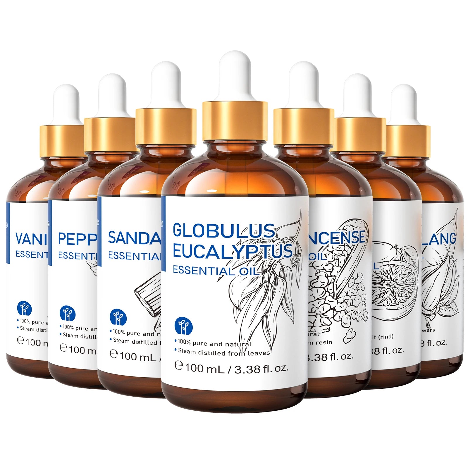 HIQILI 10ml/30ml/100ml Essential Oil With Dropper, Lemongrass/Basil/Rosemary/Camphor Tree/Oriole/Neroli，Diffuser/Humidifier