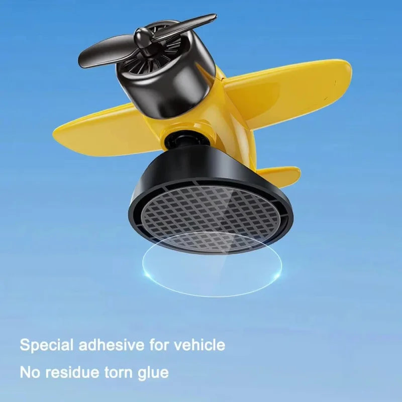 Car Solar Powered Rotating Airplane Decor Dashboard Windmill Spinner Creative Center Console Ornament Vehicle Accessories