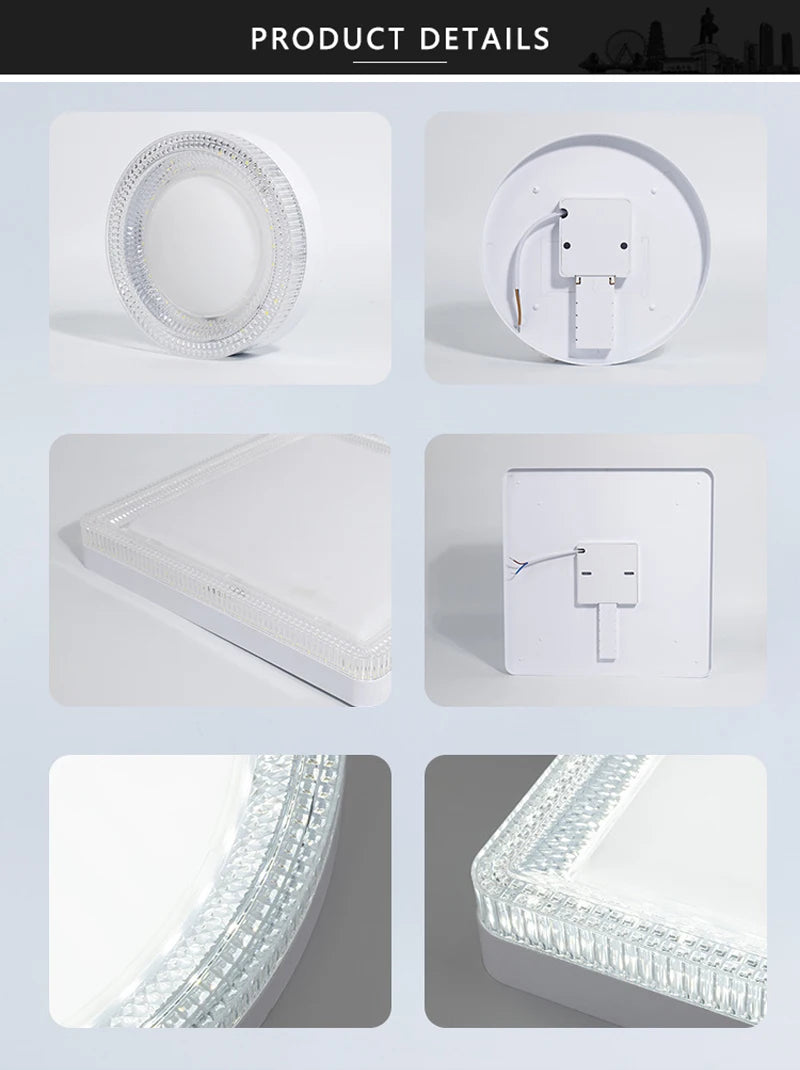 Modern LED Ceiling Light AC85-265V Circular Crystal Home Light 18W 24W 36W 48W Living Room Bedroom Kitchen Indoor Lighting