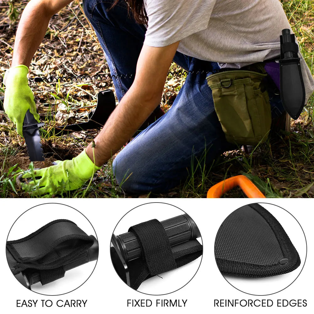 Metal Detector Shovel Double Serrated Edge Digger Portable Camping Hiking Traveling Multifunctional Outdoor Garden Tool Shovel