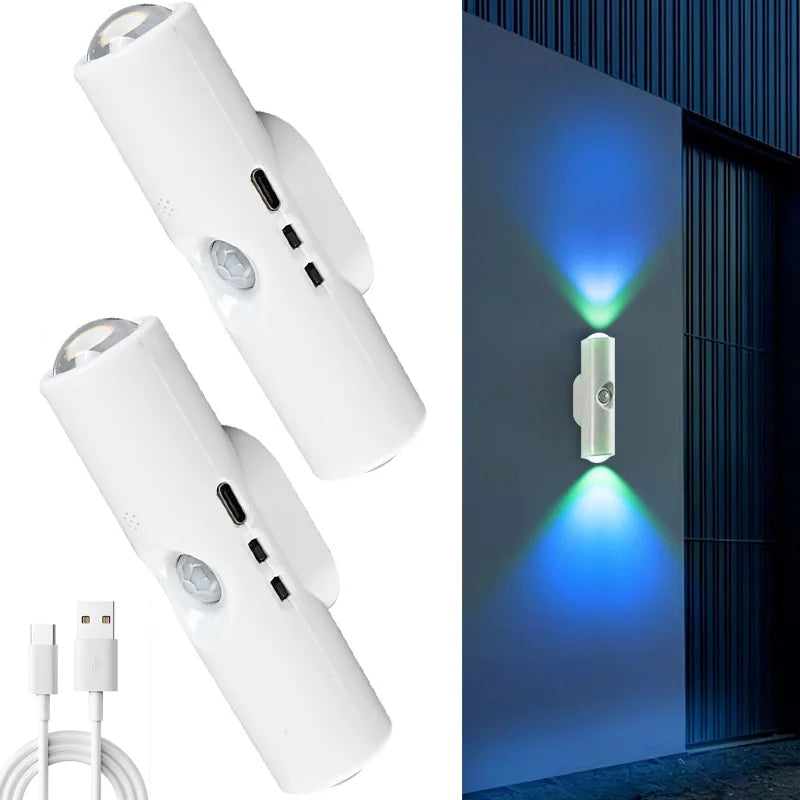 Smart RGB Gradient Night Light Magnetic Motion Sensor Rechargeable Wall Lamp for Bedroom Bathroom Closet Garden Home Decor