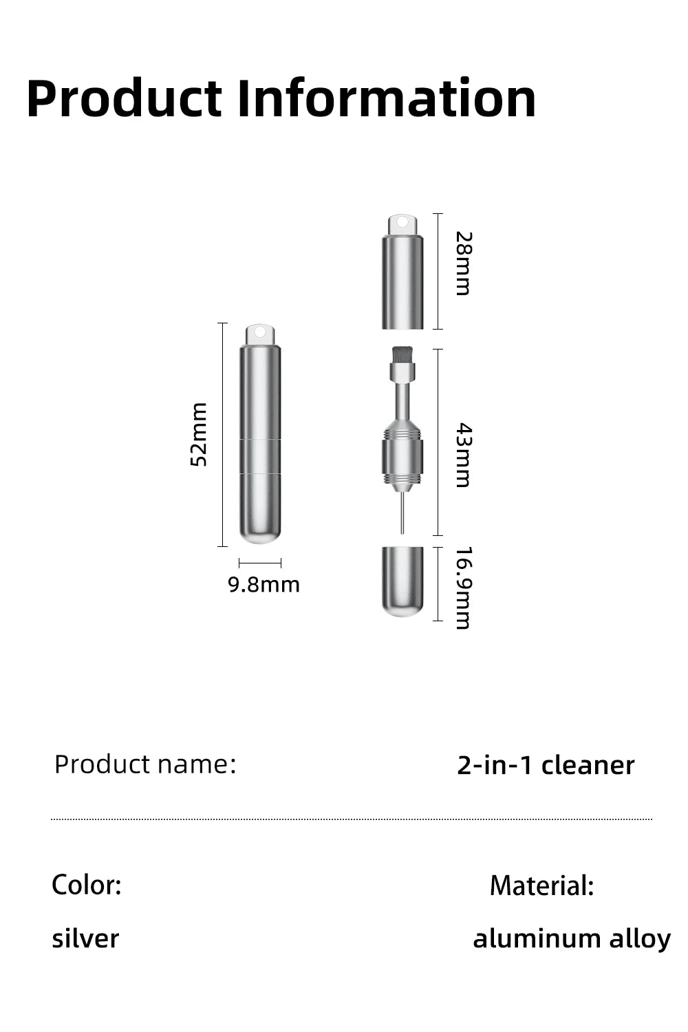 Cleaning brush card pick-up pin 2-in-1 cleaner portable keychain suitable for mobile phones speakers earpieces Bluetooth headpho