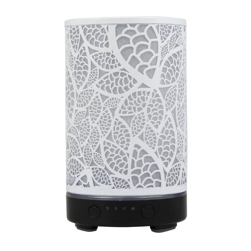 100ML Aroma Diffuser Ultrasonic Humidifier with 7 Color Light, 1H/2H Timer, Auto Shut-Off, Leaf Essential Oil Diffuser for Home