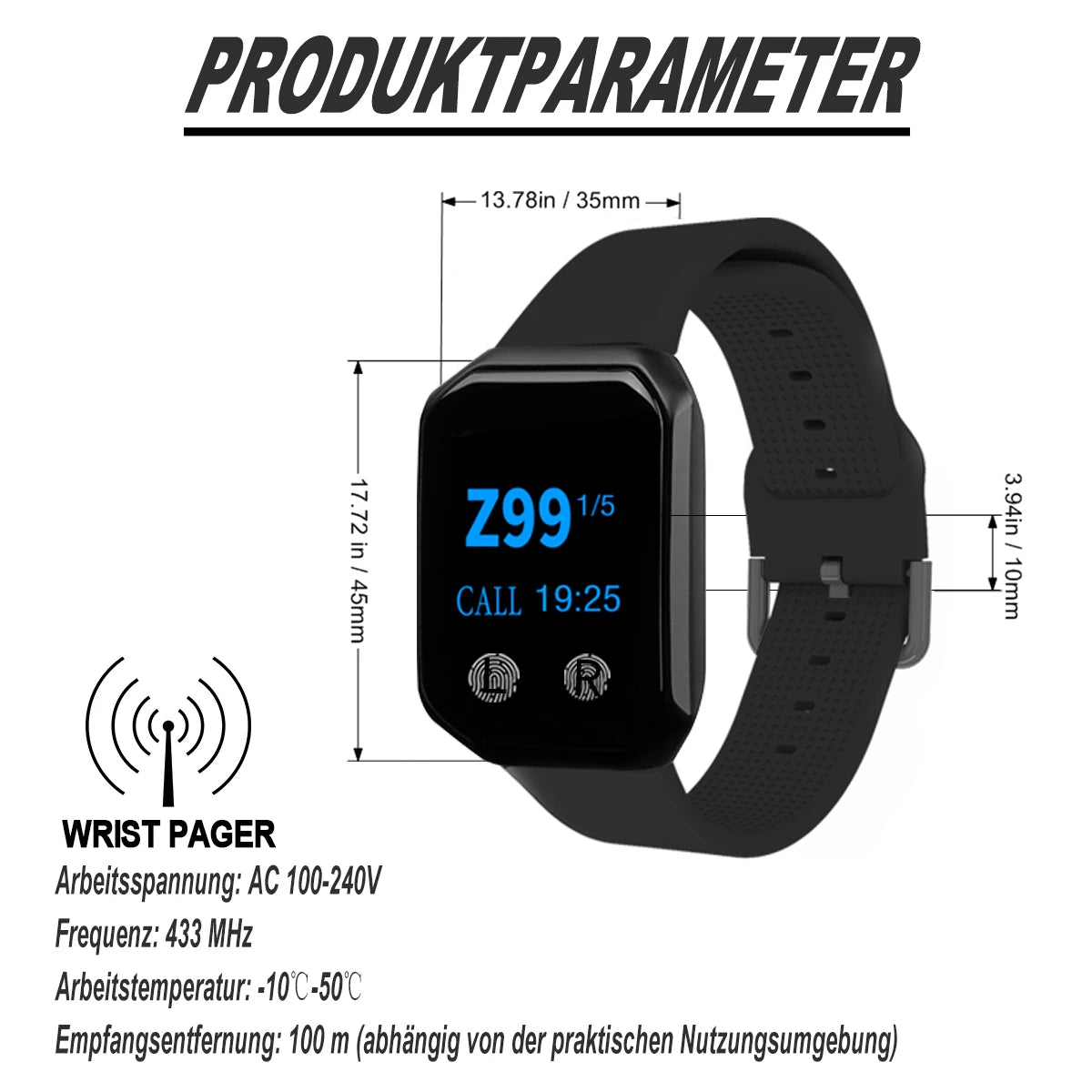 2PCS Wireless Call Button + 1 Watch Receiver Wireless Calling System For Nurse Call Caregiver Pager Elderly Care Clinic