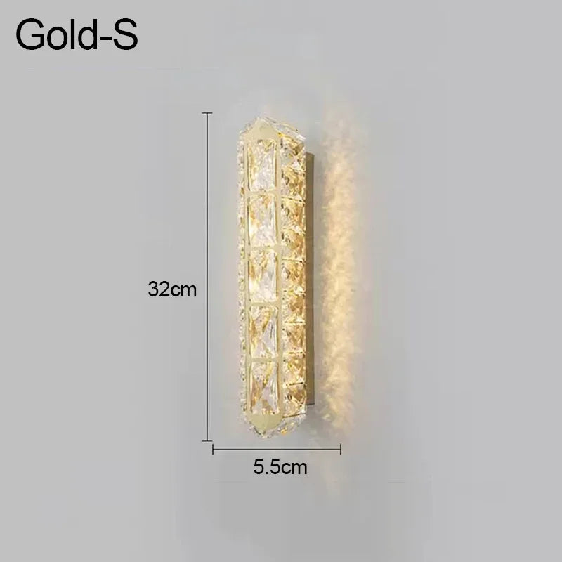 Postmodern Luxury Linear Crystal Wall Light Gold Metal Base G9 Led Wall Sconce 4 Styles Optional Bedroom Bathroom Hotel Lobby