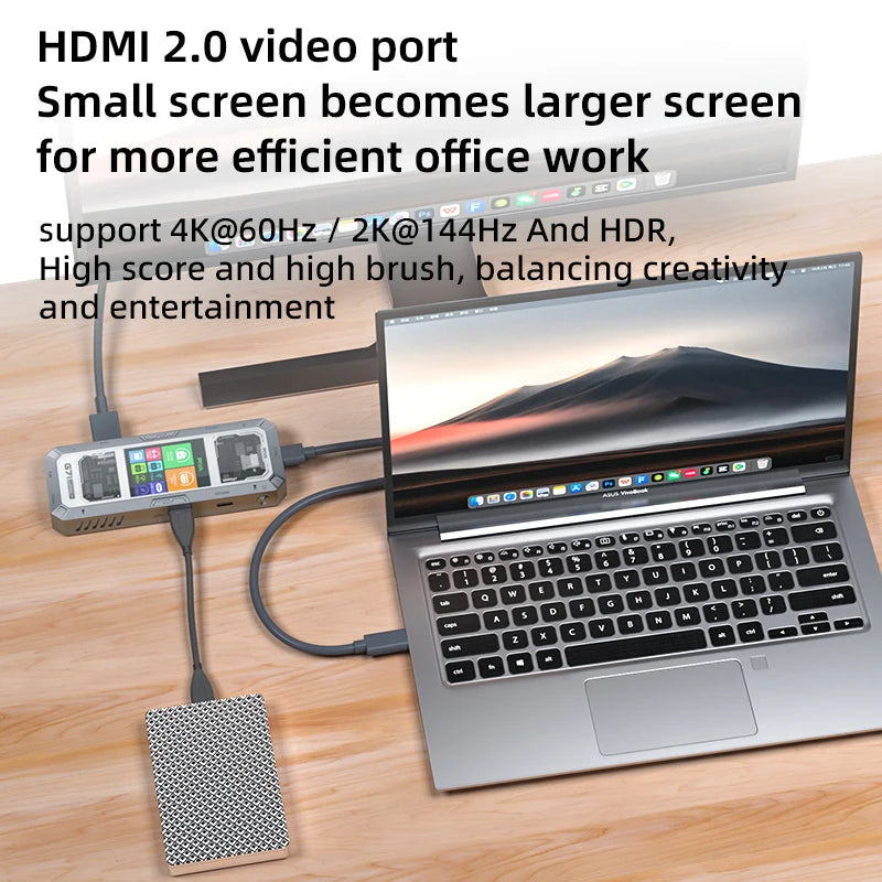 PIVA G71 7 in 1 Aluminum Alloy Office Docking Station Smart Screen Display Type-C to HDMI2.0 USB3.0 HUB PD100W Adapter