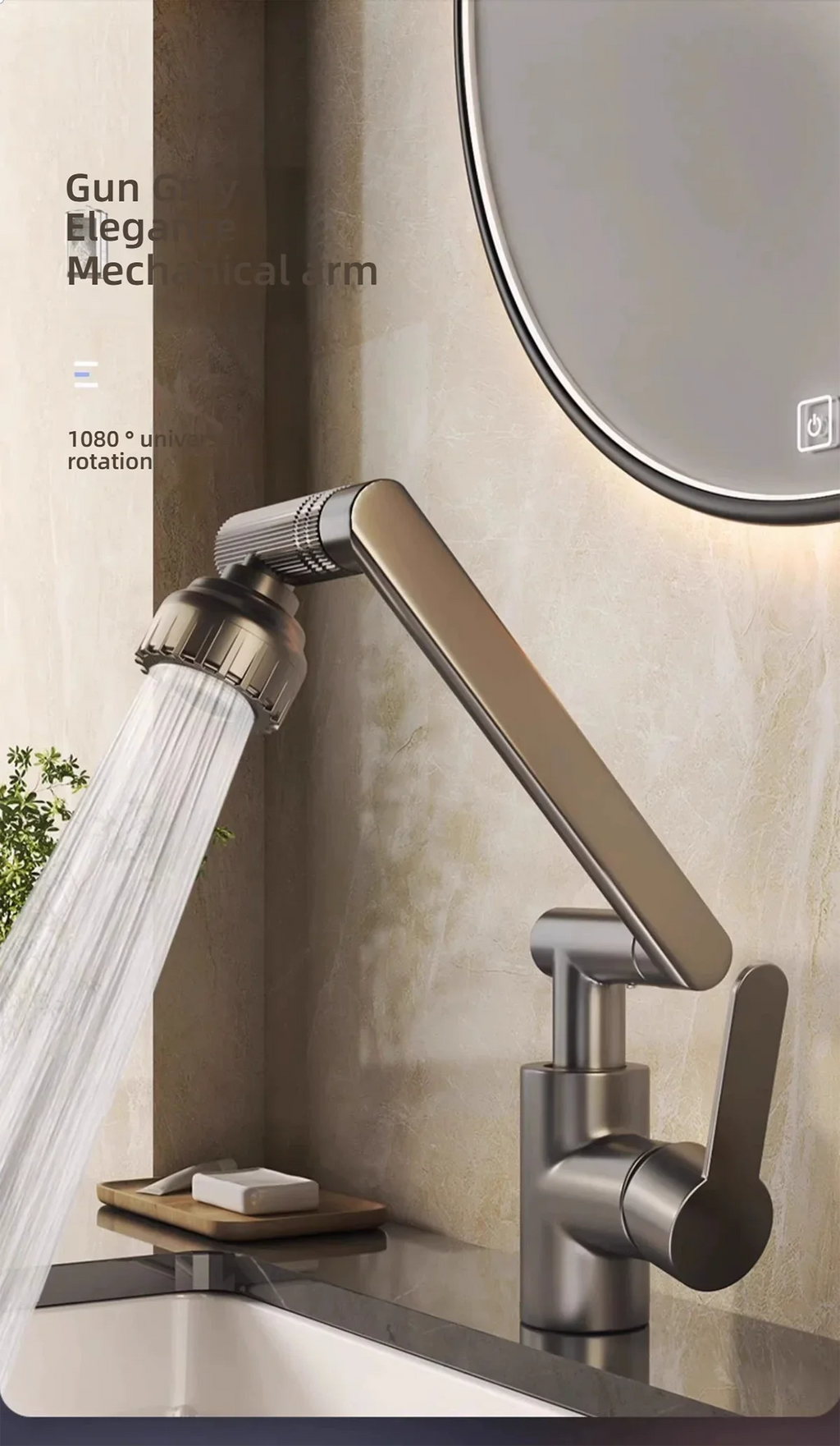 1080° Swivel Kitchen Sink Faucet Bathroom Sink Faucet Basin Faucet Multifunction Cold and Hot Water Tap