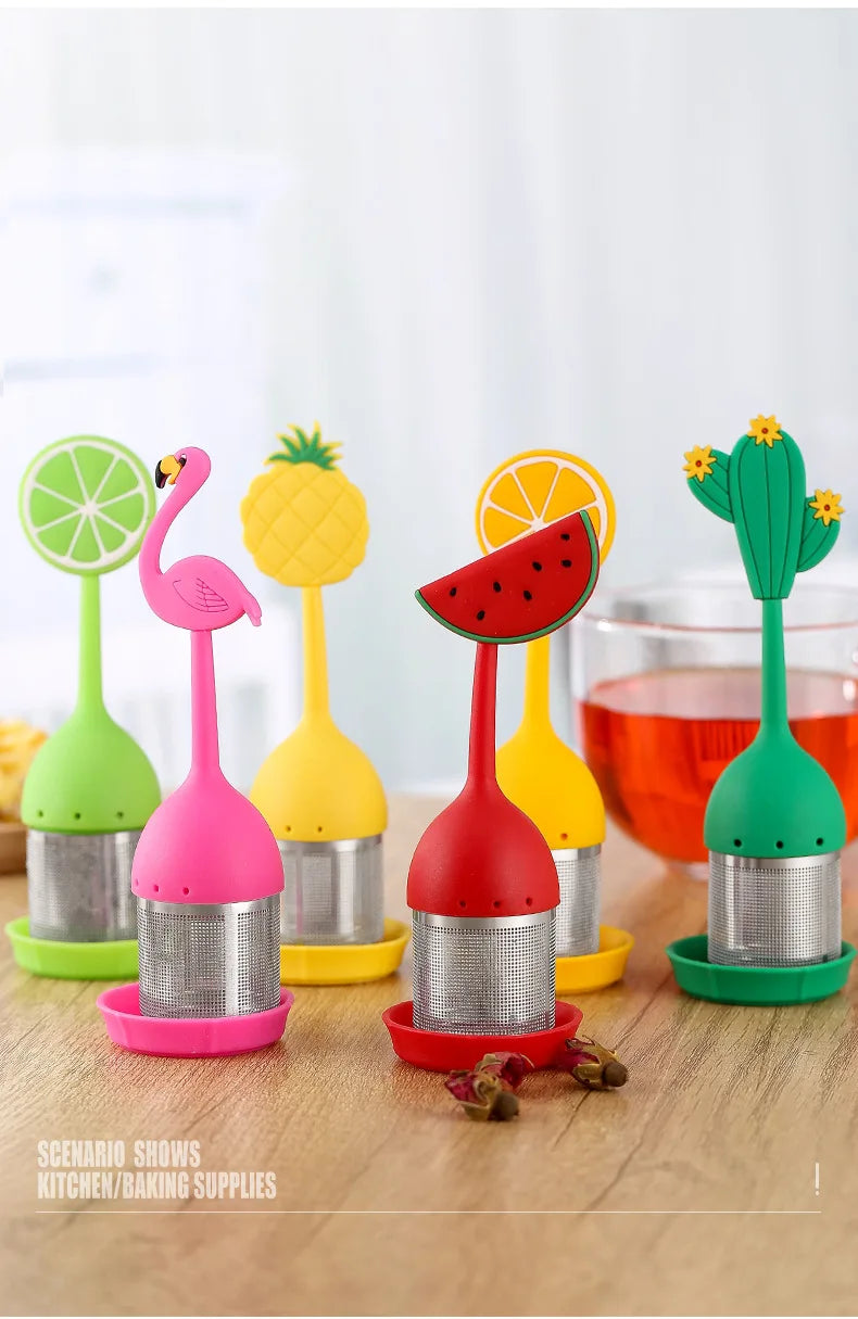Creative 304 stainless steel silicone tea ball tea maker flamingo tea filter summer theme tea filter