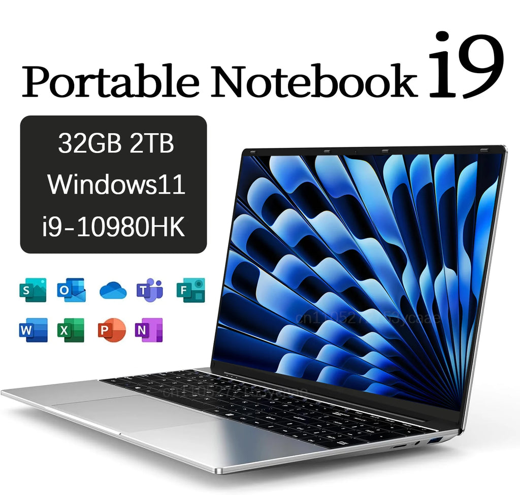 2026 15.6Inch Laptop Portable Intel Core i9 10980HK  32GB 2TB Windows11 Office Fingerprint Unlock Gaming Notebook Computer PC