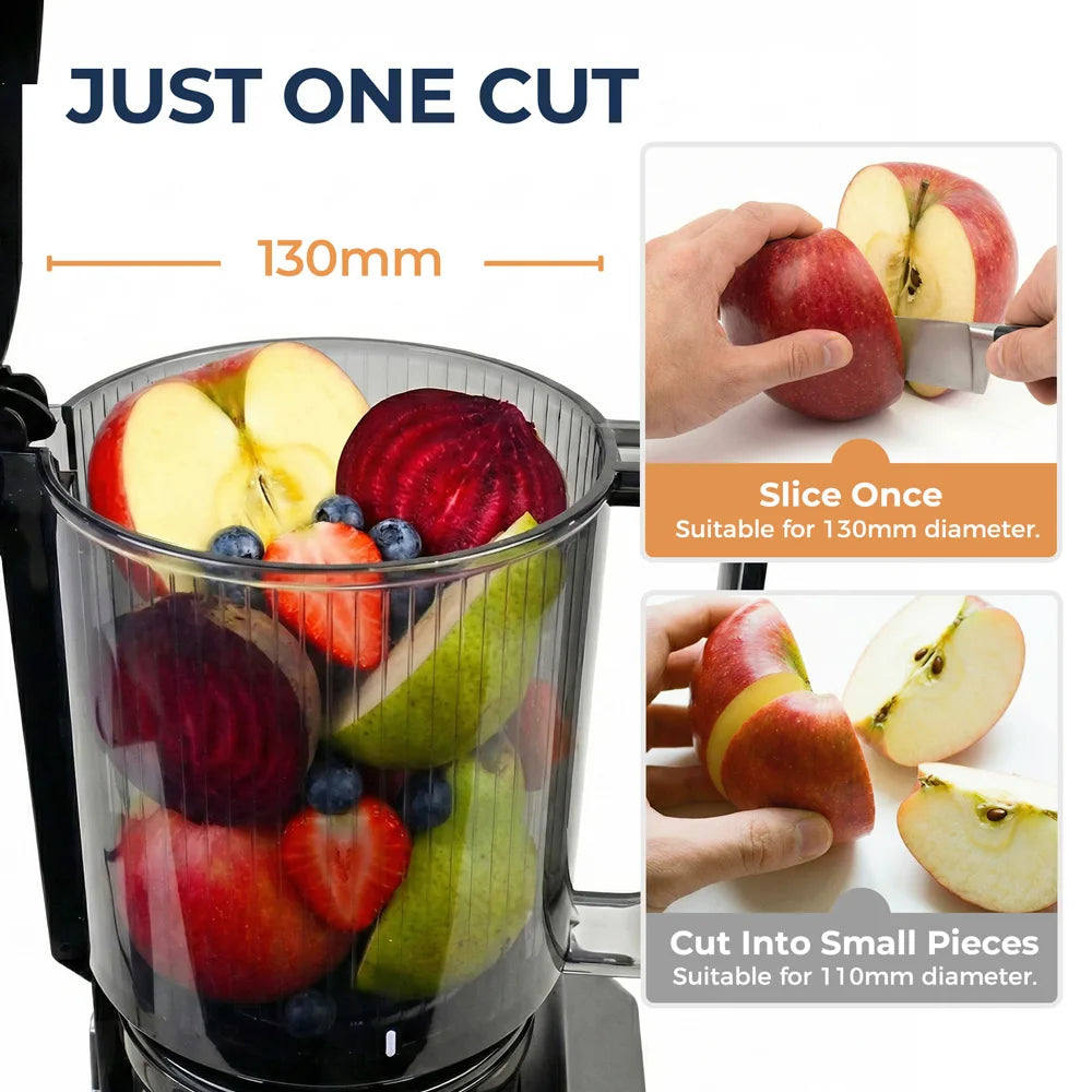 ROUNY Slow Juicer, Cold Press Extractor with Filter-Free, Easy Clean Electric Fruit Juicer Machine with Large Caliber,  Black