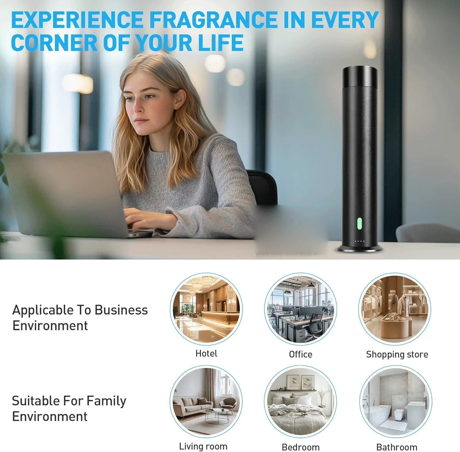 Home Fragrance Diffuser for Essential Oil Professional Aroma Diffuser Machine with Remote 100m² Electric Smell Distributor