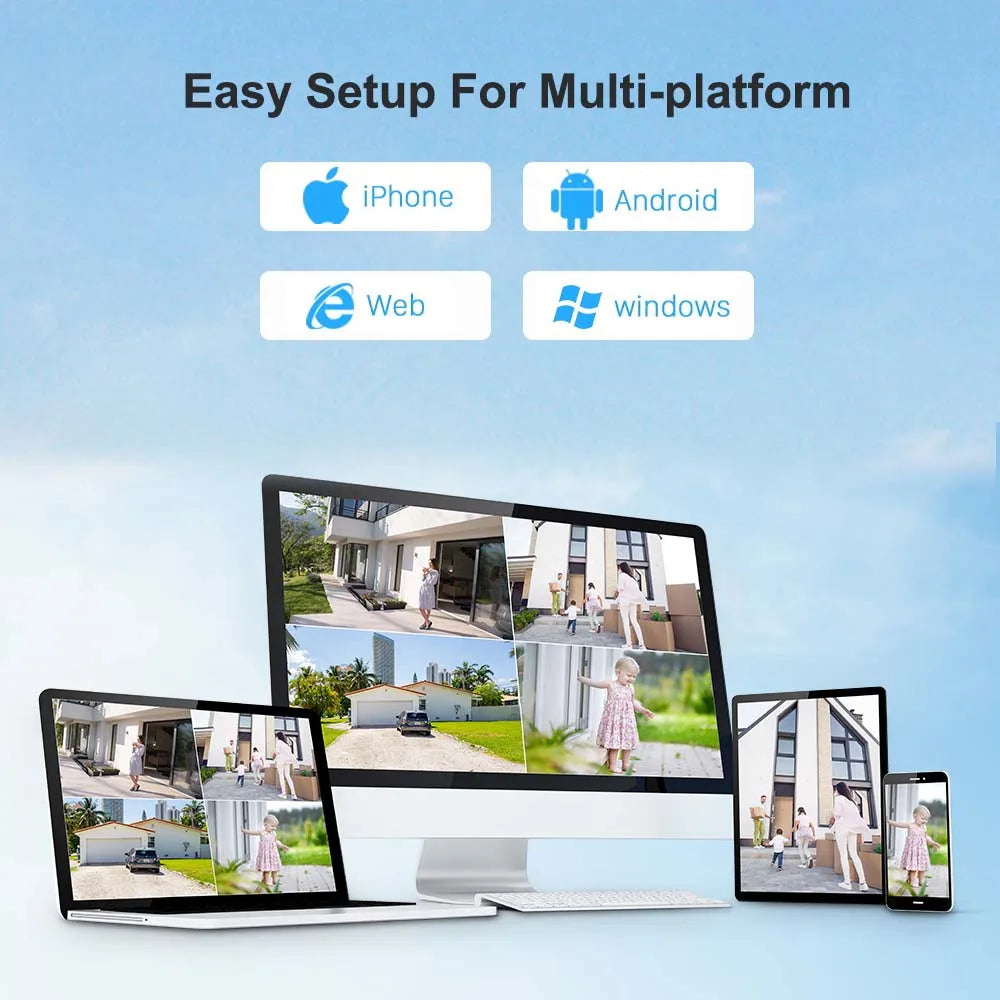 8K 16MP WiFi IP Camera 8X Zoom Four Lens Outdoor PTZ Security Camera Auto Tracking Smart Security Protection CCTV Video Camera