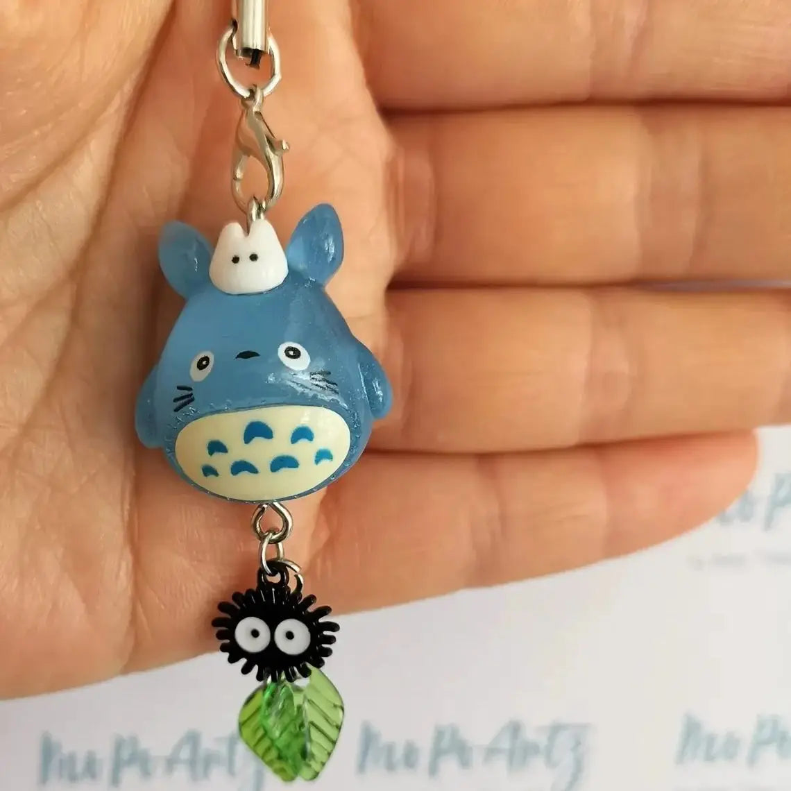 Kawaii Blue Animal Totoro Phone Charm Soot Sprite Keychain Woodland Anime Cat Cosplay Pendant Accessories Handmade Y2K Gift