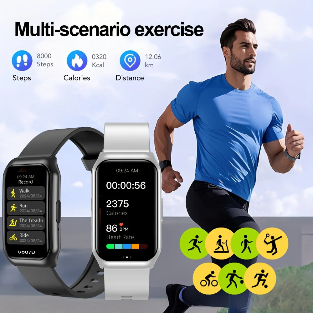 LAXASFIT New Smart Watch Bluetooth Calling Heart Rate&Sleep Monitoring Flashlight  Voice Assistant Men Women Smartwatch