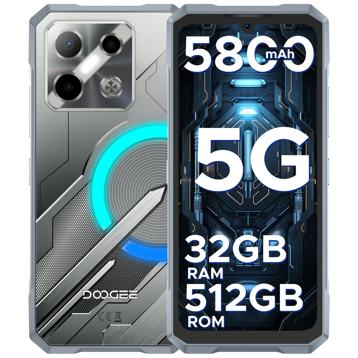DOOGEE Blade GT Pro 5G Rugged Phone LED light Effect 6.72'' 120Hz 32GB(12+20) 512GB 10.5mm Ultra-thin 100MP AI Camera Smartphone