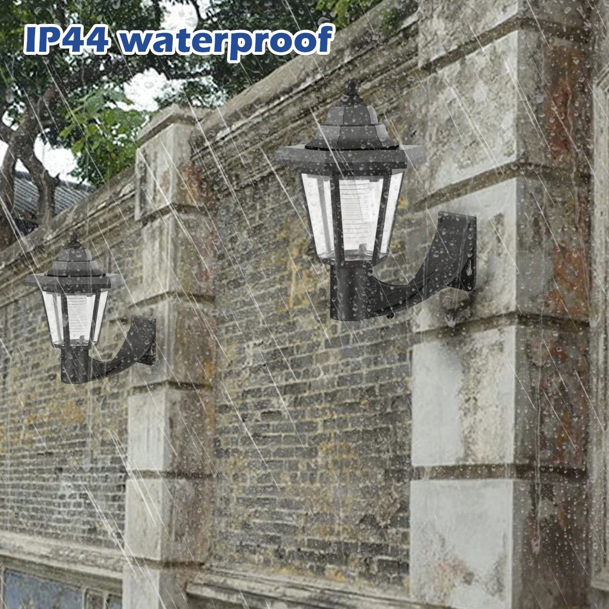 2Pcs Solar Wall Light Outdoor LED Light Hexagonal Solar Lantern Light Waterproof Auto On/Off Retro LED Wall Lamp Garden Decor