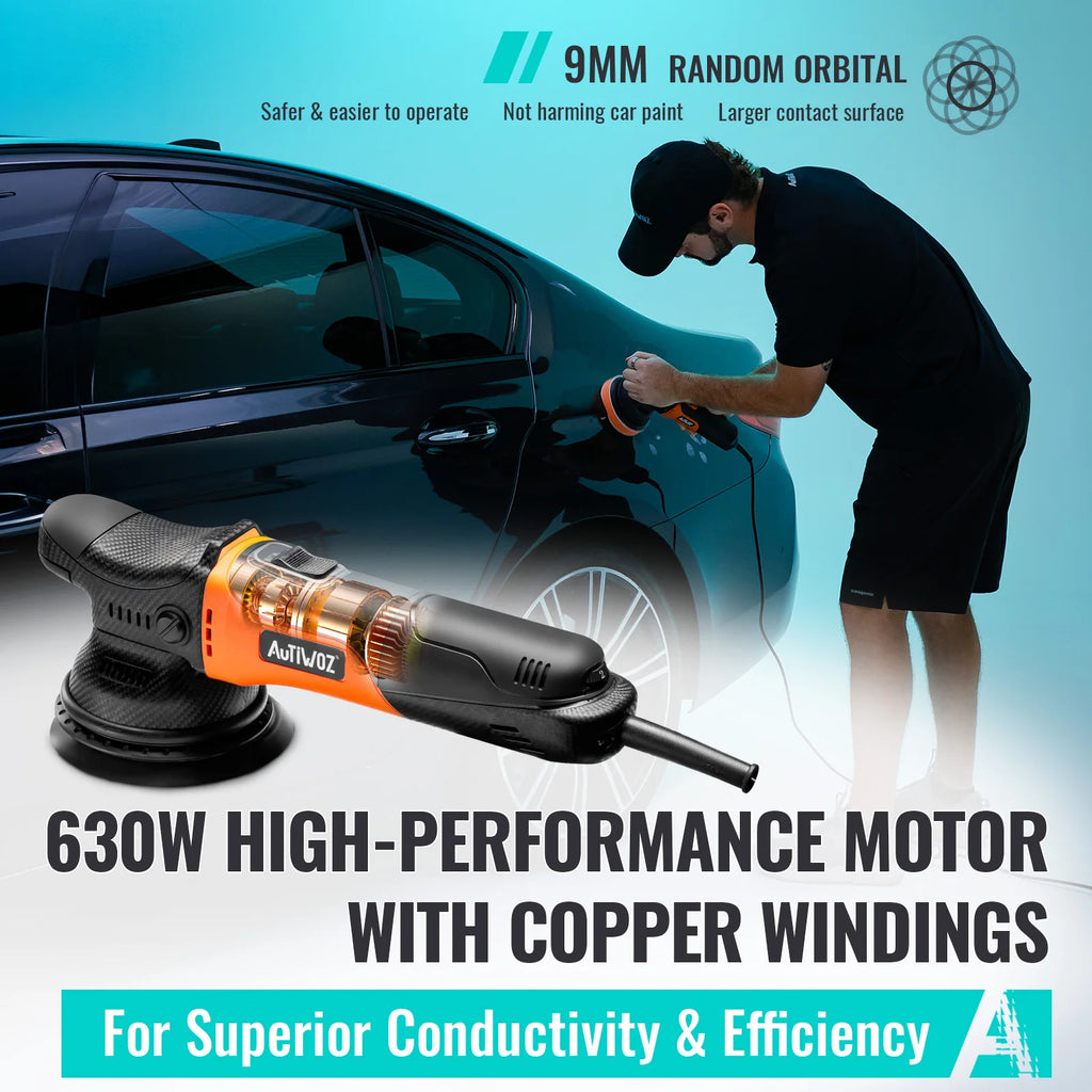 AUTIWOZ W01 630W Dual Action Car Polisher 125mm/5" Random Orbital Buffer 6 Speed DA Polishing Machine Waxing Kit For Auto Paint