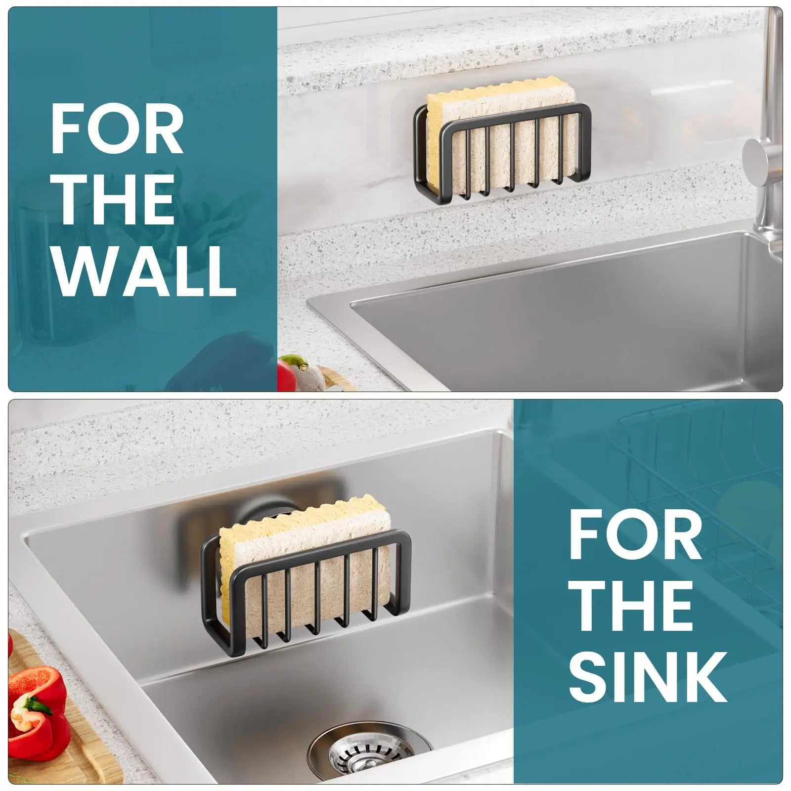 TAILI Sponge Holder for Kitchen Sink Organizer with Suction Cup Rustproof Sink Sponge Stand Removable Kitchen Sponge Holder