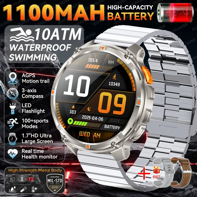2026 New T-Rex 3 Pro Smart Watch 1100mAh Long Battery Dual-Band GPS 10ATM Waterproof Military Grade Sports Outdoor Smartwatches
