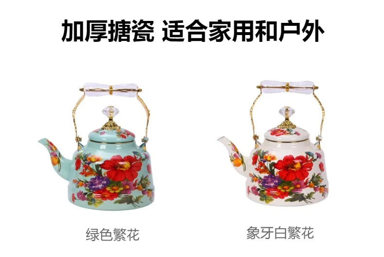 Enamel Kettle Make Tea Make Coffee Hot Milk Home Restaurant Kitchen Cookware Enamel Water Kettle