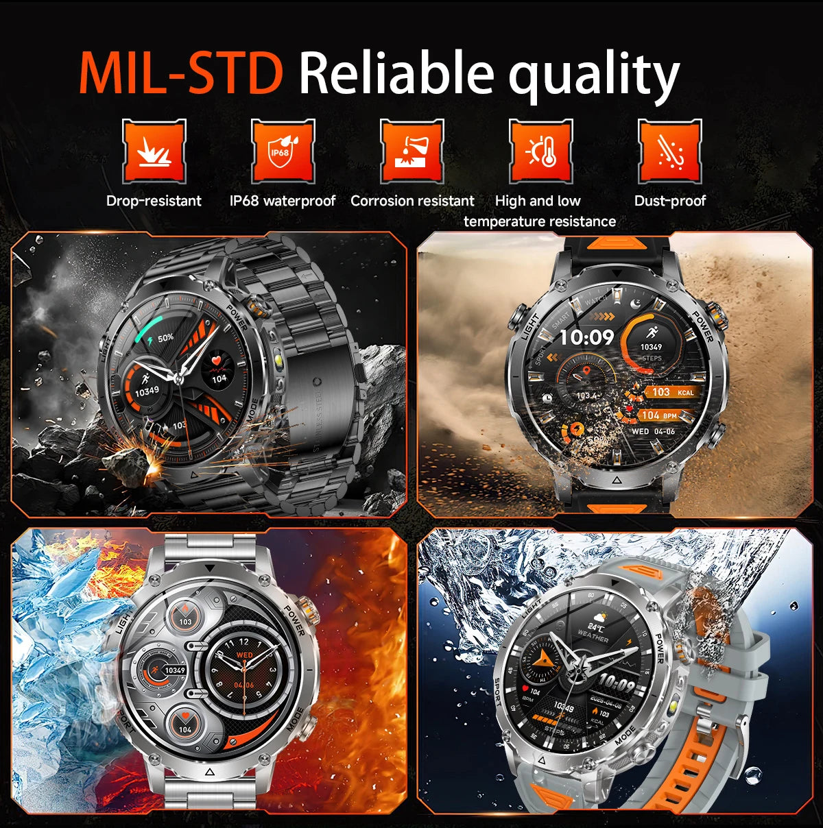 LIGE Men Smart Watch 1400 mAh 1.7 Inch Screen Bluetooth Call Voice Assistant Watch Sport Fitness IP68 Waterproof Smartwatch 2026