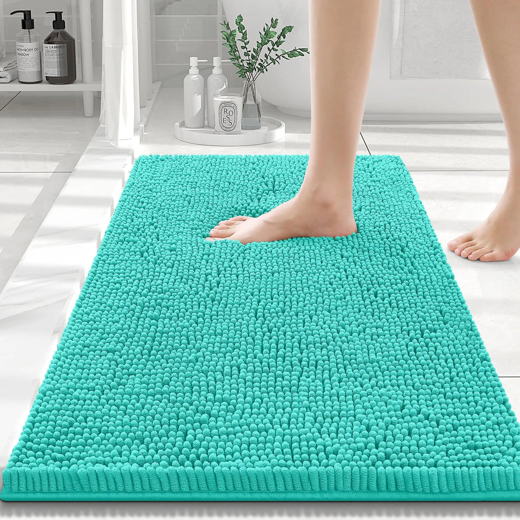 Olanly Chenille Bath Mat Fashion Non-Slips Soft Fluffy Bath Mats For Bathroom Super Absorbent Floor Mats Washable Bathroom Mat