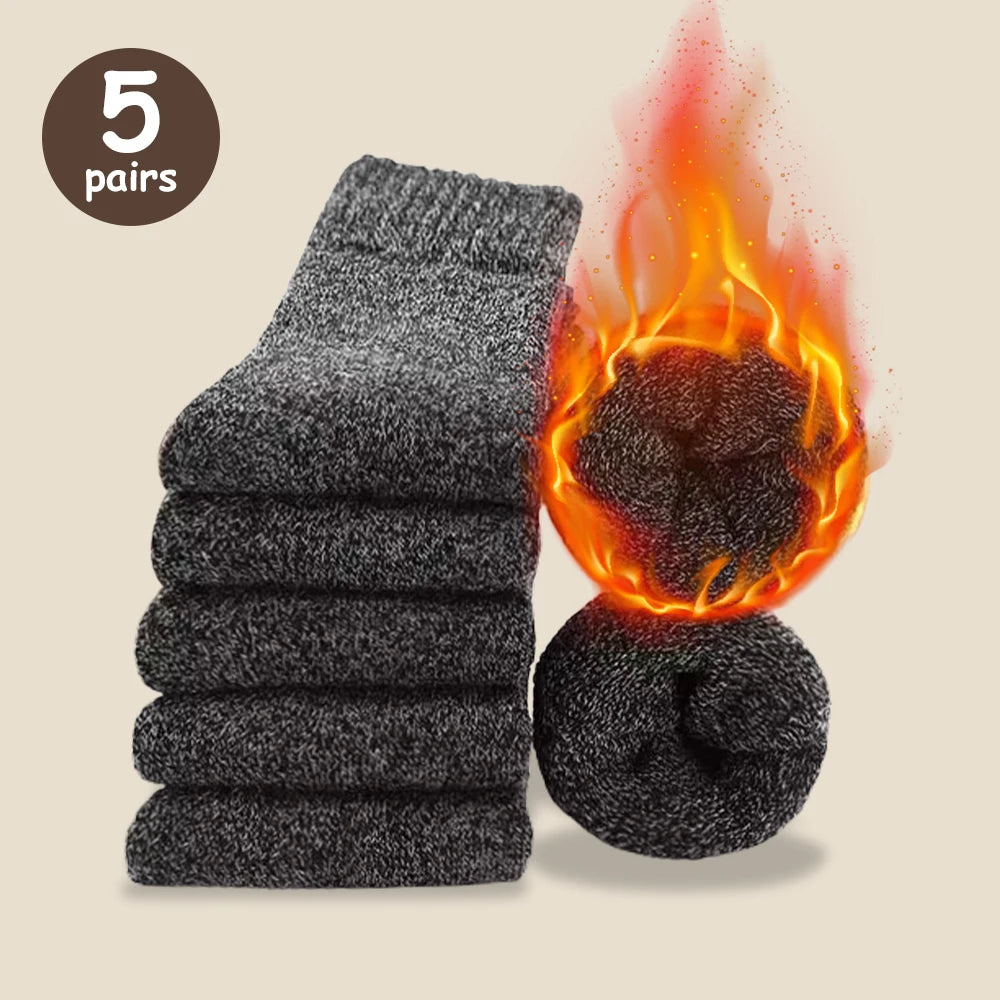 3/5 Pairs Of Thick Woolen Socks For Men, Autumn And Winter Stockings, Towels To Keep Winter Warm, Crew Socks, Christmas Gift