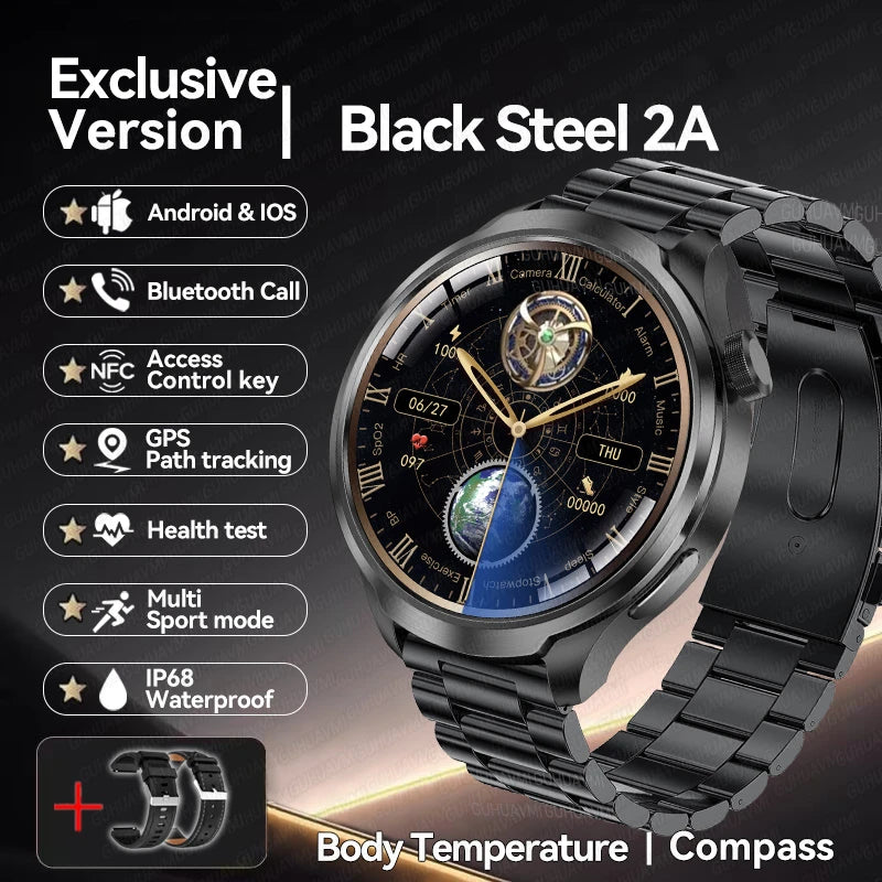 1.85-inch HD Sapphire Glass Smart Watch Men's GPS Movement Track NFC Bluetooth Call  Lingdong Island Health Detection Smartwatch