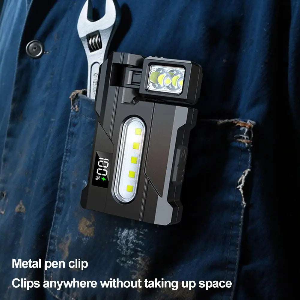 Outdoor Adjustable Angle Flashlight 1200 Lumens COB LED Zoomable Work Light USB Rechargeable Torch for Camping Hiking