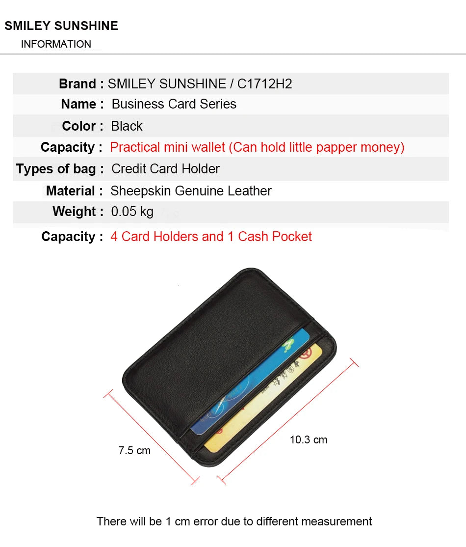 Real Leather Credit Card Holder Luxury Card Wallet Business Cardholder Slim Thin Small Wallet Sheepskin Card Bag for Men Women