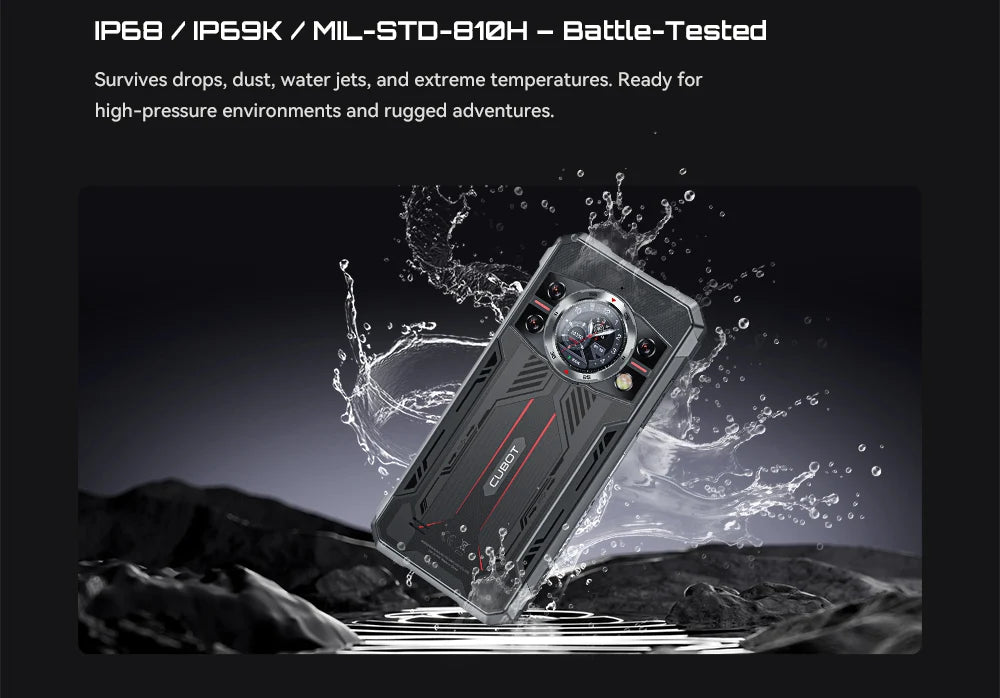 Cubot Rugged Smartphone 5G King Kong 11, Android 15, Up to 32GB RAM+256GB ROM, 108MP Camera, 10200mAh, Dual Screen, MTK7025,6nm