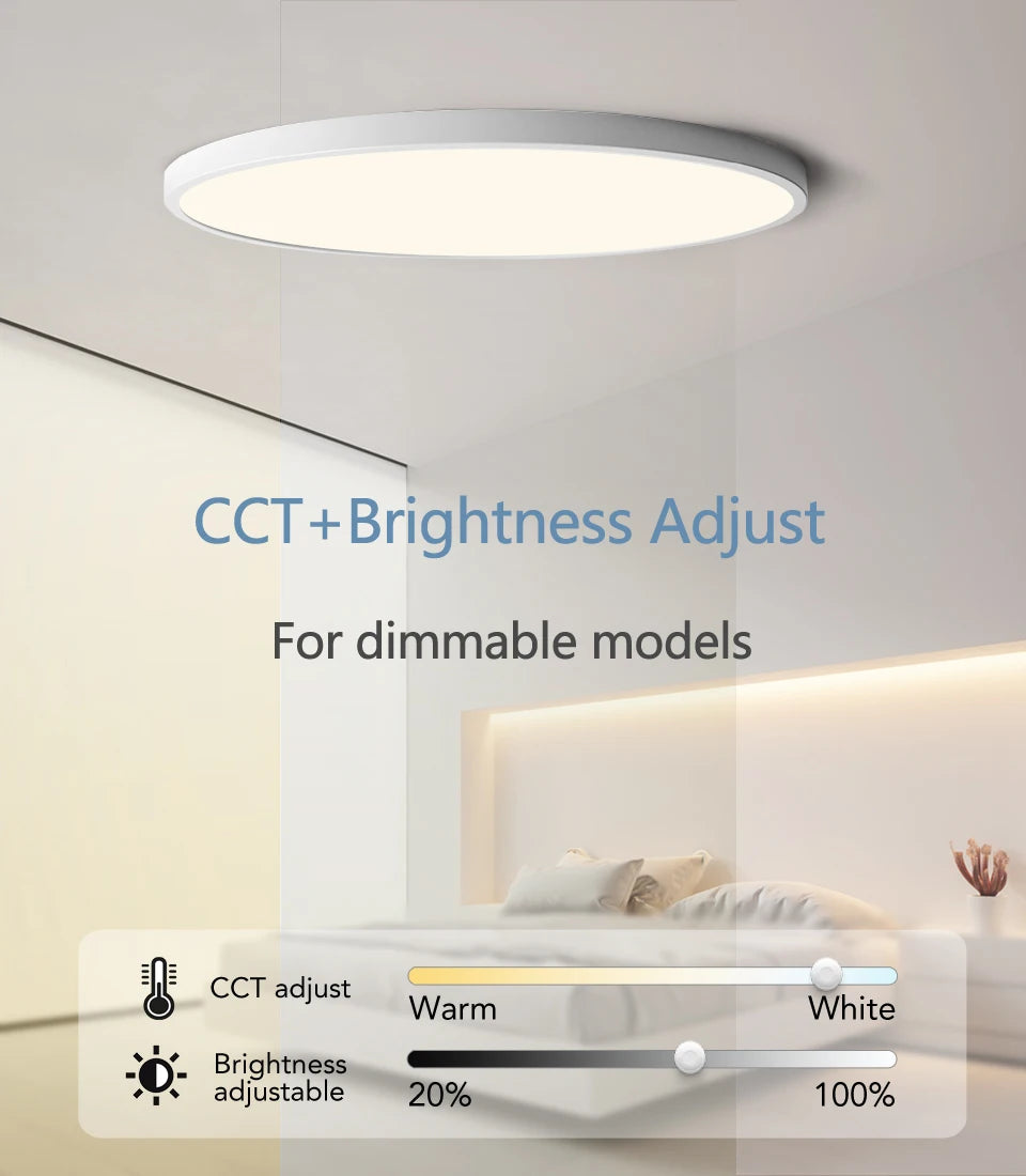 0.9 Inch Ultra-thin Smart LED Ceiling Light Pendant 24W 28W 38W 48W AC85V-265V Indoor Home Decorative Fixtures Remote Control
