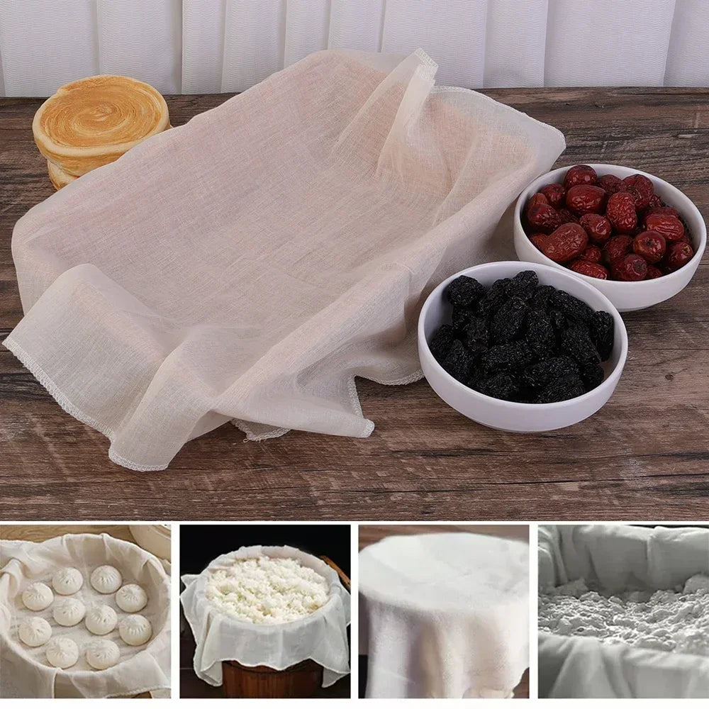 Reusable Nut Milk Cloth Bag Strainers Unbleached Natural Cotton Cheesecloth Cheese Yogurt Tofu Filter Kitchen Fine Mesh Strainer