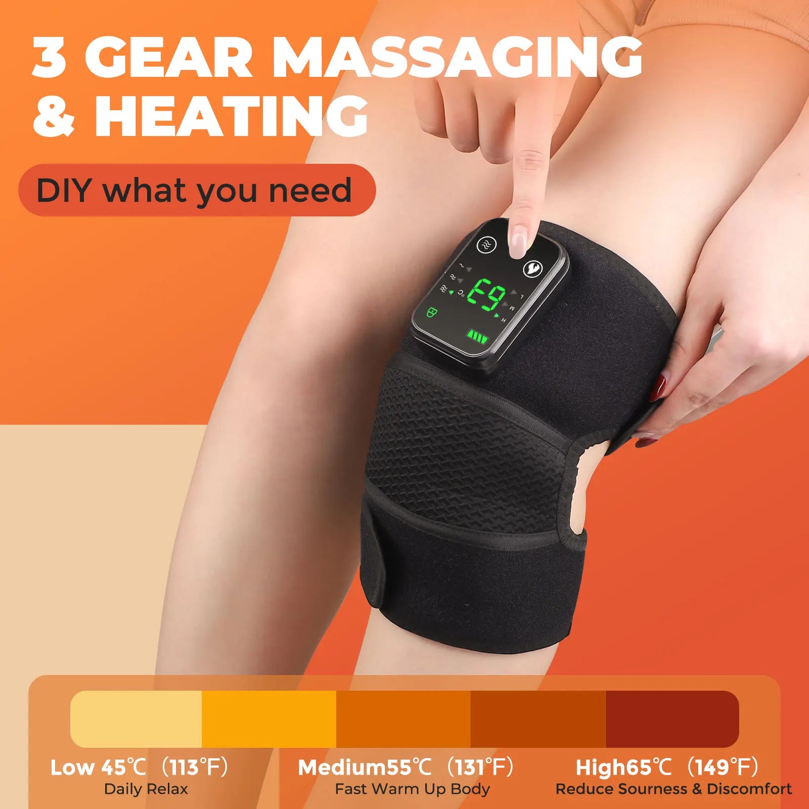 3 in 1 Cordless Thermal Knee Pad Knee Shoulder Massager Vibration Leg Arm Joint Brace Muscle Relax Joint Brace Muscle Relaxation