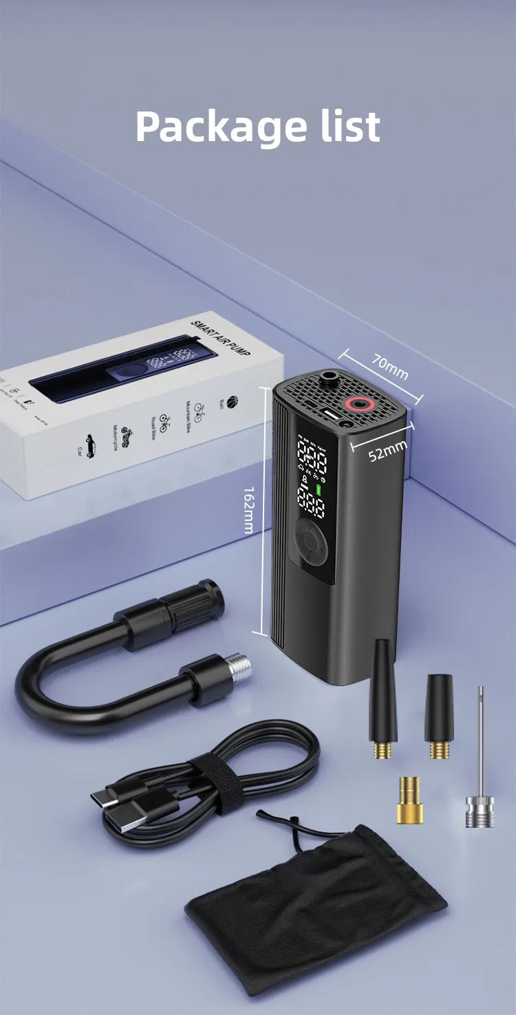 Portable 150Psi Rechargeable Electric Tire Inflator for Car Bicycle Digital Air Compressor Football Motocycle Inflator Pump