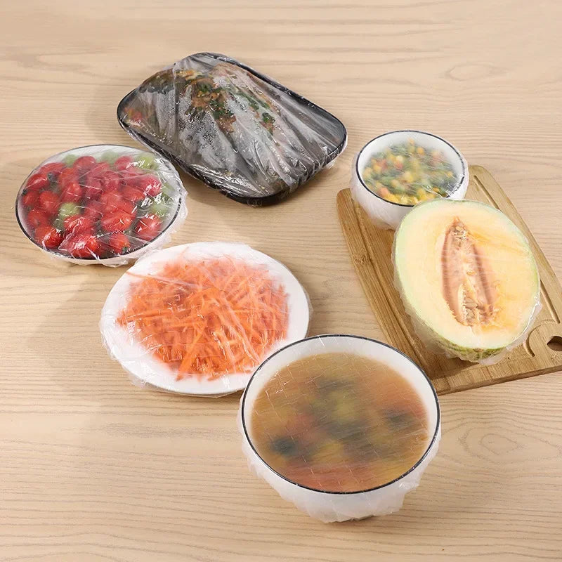 500/10PCS Disposable Food Keeping Film Kitchen Food Storage Covers Bags for Bowls Elastic Plate Plastic Lid Covers Vacuum Bags