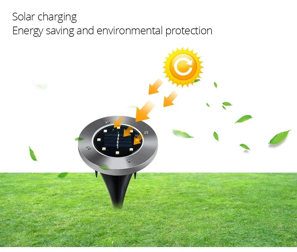 8pcs 8/20LED Solar Thermal Lights Garden Decor Ground Plug-in  Waterproof Street Solar Charging Underground Deck Spotlights