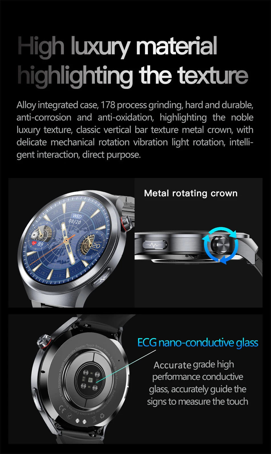 New For Health ECG+PPG Smart Watch Lipids Uric acid Blood Pressure Health watch Men NFC 100+Sport HD Bluetooth call Clock Women