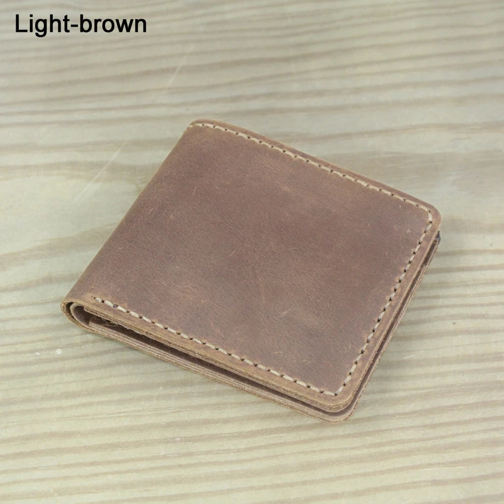 Luxury Handmade Genuine Leather Men Wallet Bifold Purse Male Wallets Short Money Clip Vintage Leather Money Bag with zip pocket