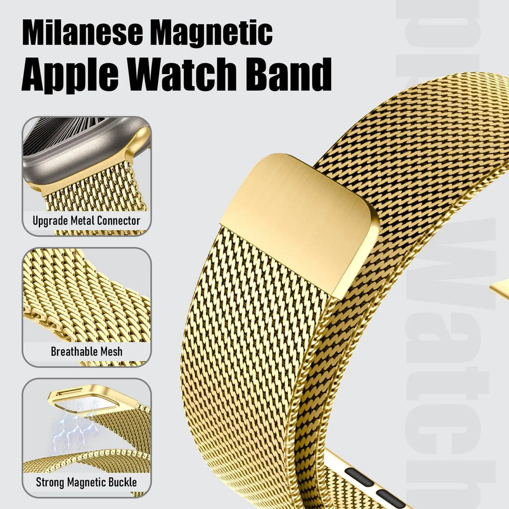 Fashion Steel Mesh Milanese Strap for Apple Watch Ultra 3 2 1 49mm 11 10 46/42mm Wristband IWatch 9 8 7 6 5 4 SE3 45-44-41-40mm
