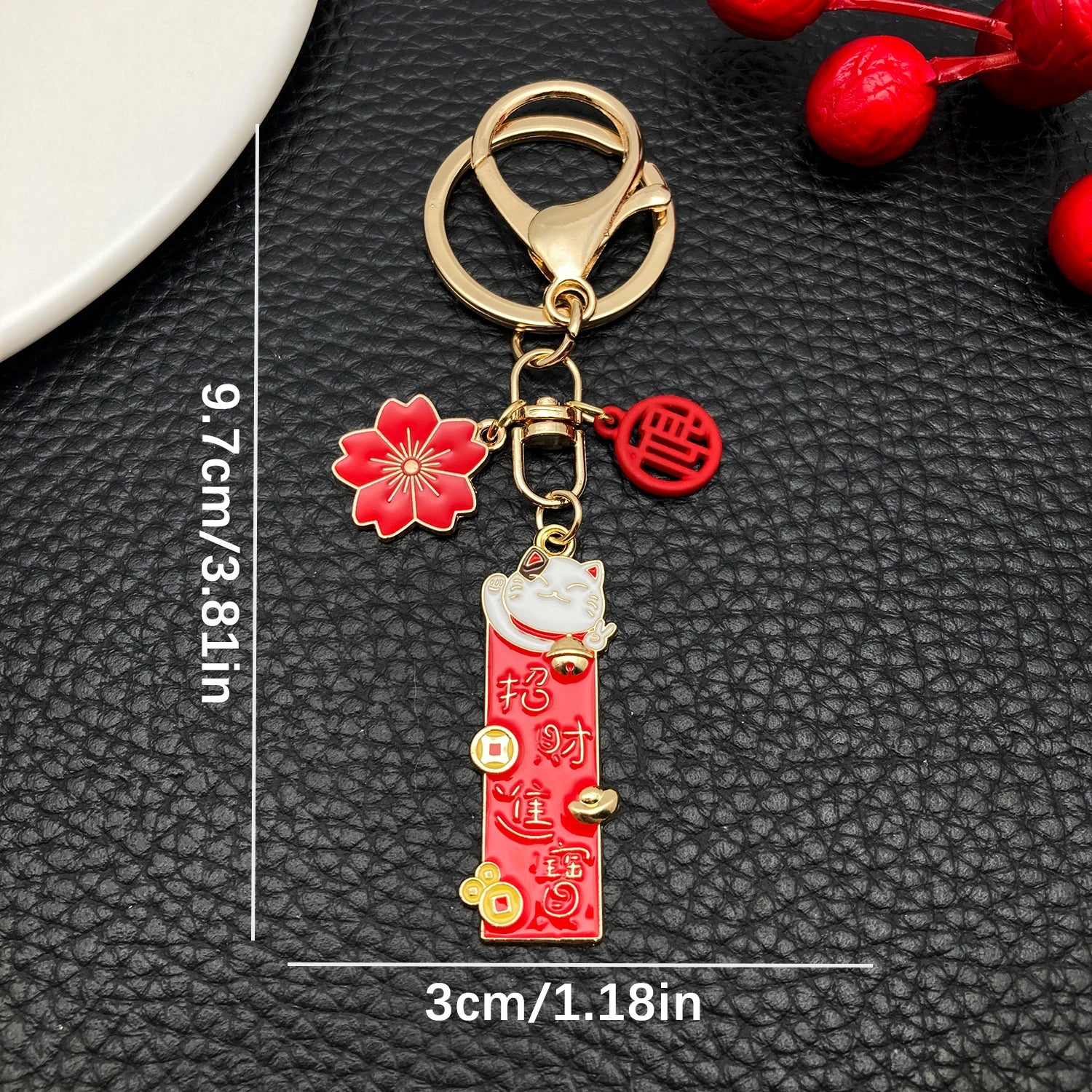 Japanese Maneki-neko (Lucky Cat) Keychain, Japanese Style Koi Fish Car Key Pendant, Creative Gift Alloy Lucky Bag Charm.
