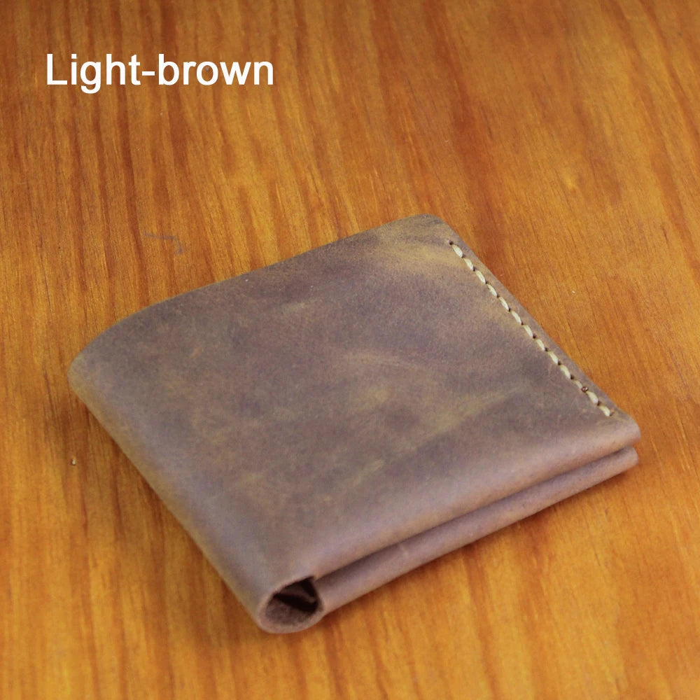 Luxury Handmade Genuine Leather Men Wallet Bifold Purse Male Wallets Short Money Clip Vintage Leather Money Bag with zip pocket